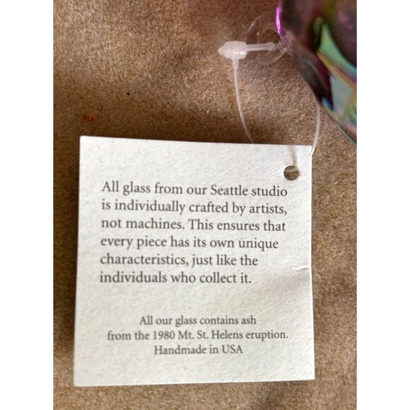 New Ornament Hand-Blown Glass Eye Studio Iridescent Purple Gold changeable Color - Picture 8 of 10